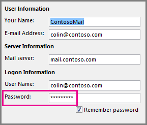 Changing the password for a POP3 or IMAP account