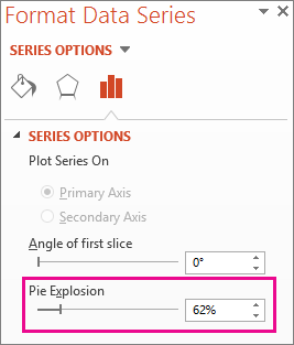Pie Explosion slider on the Format Data Series pane