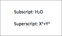 Subscript and Superscript example