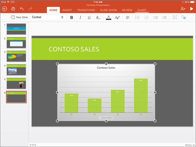 Insert a chart in PowerPoint or Word on a mobile device ...