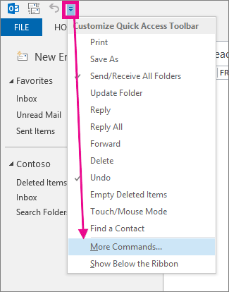 Add a command to the Quick Access Toolbar