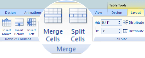 Merge or Split table cells