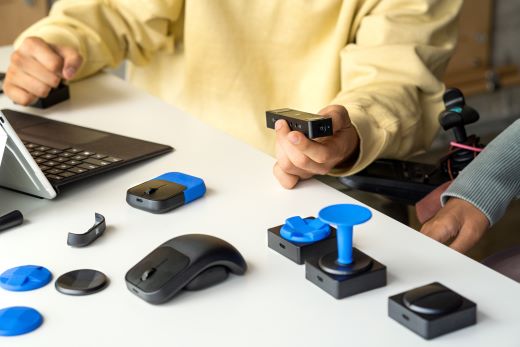 A table with the 3D designs from Shapeways for Microsoft Adaptive accessories.