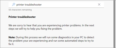 The printer troubleshooter in Get Help.
