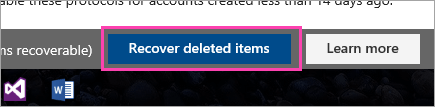 A screenshot of the Recover deleted items button