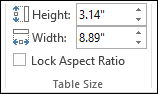 Table sizing