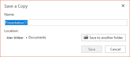 The Save a Copy dialog box in PowerPoint Online