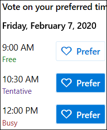 Availability options for FindTime.