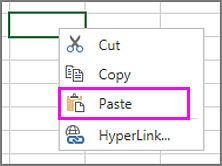 Paste option that is available on the right-click menu