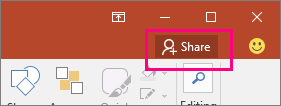 The Share button on the ribbon in PowerPoint.