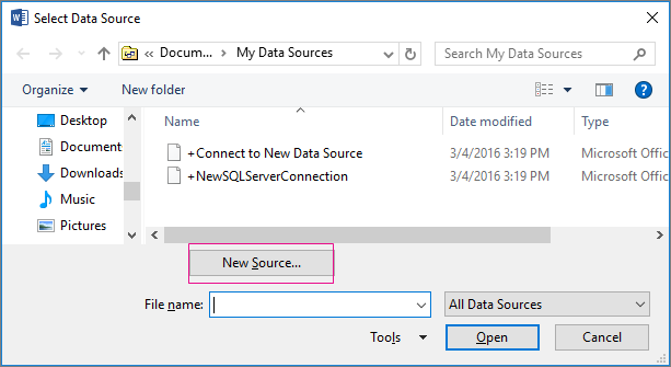 data source mail merge