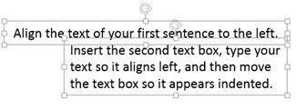 Two text boxes form a hanging indent