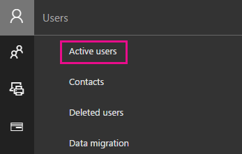 In the Admin center choose Users and then Active users