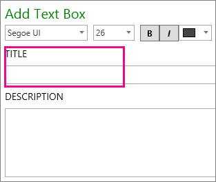 Text box dialog with Title highlighted