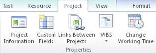 Properties group on the Project tab