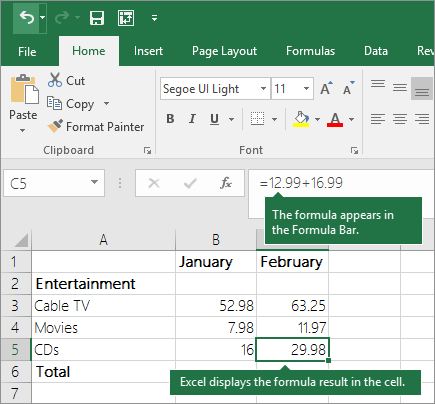 Use Excel as your calculator - Microsoft Support