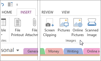 Insert images into OneNote.