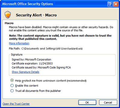 Microsoft Access Options