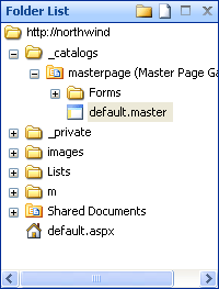 Default.master in the Folder List