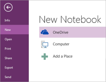 The New Notebook process in OneNote