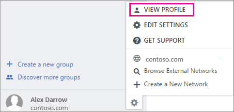 Screenshot of the View Profile setting in Yammer