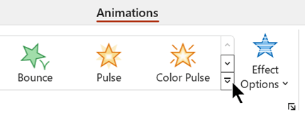More button on the Animation tab
