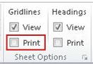 Sheet Options group on the Page Layout tab