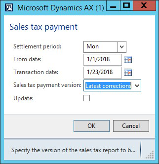 KB4072642 - Sales tax payment Finnish report layout - dialog1