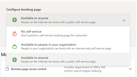 Configuring the Booking page in Bookings