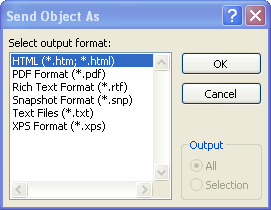 Send Object As dialog box