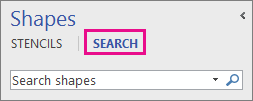 Search for shapes by clicking Search in the Shapes window