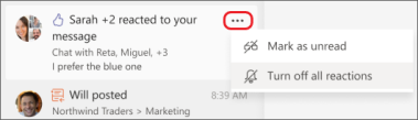 turn off reaction notifications from activity
