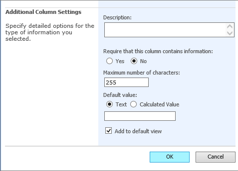 add additional settings on the create column page