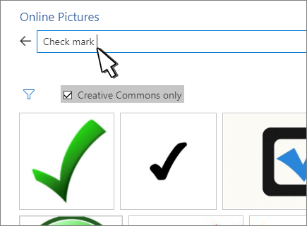 Searching for checkmark in Online Pictures