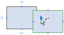 With the pointer resting over one of the blue triangles, the triangle turns dark blue.