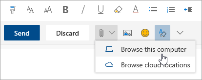 A screenshot of the option for Browse this computer in the Attach menu