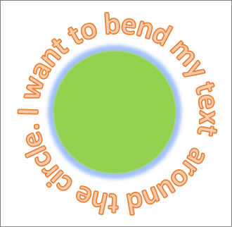 Text curved around a circle shape