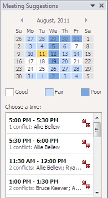 Meeting Suggestions pane