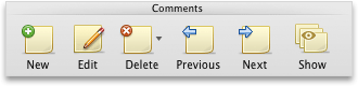 PowerPoint Review tab, Comments group