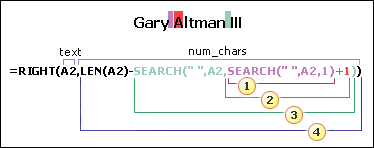 Formula for separating first name, last name, and title