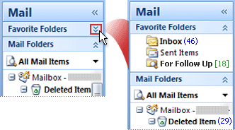 use the arrows to open and close favorite folders