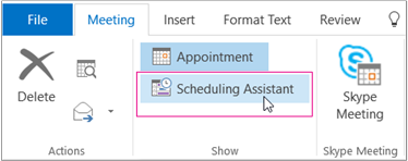 Scheduling Assistant button