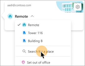 Screenshot showing the option to select a building as your work location