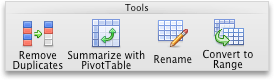 Tables tab, Tools group