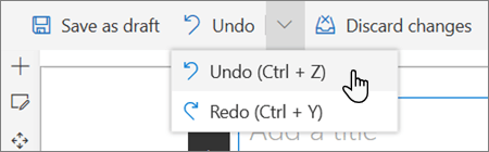 Undo/Redo dropdown displayed when in Edit mode for a SharePoint site
