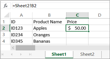 Wordsheet showing "sheet2" in the formula bar