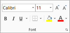 Font group on the Home tab