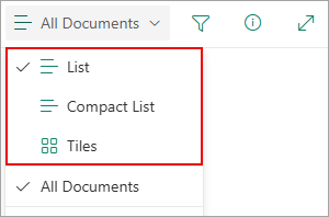 You can select from List, Compact list, or Tiles view.