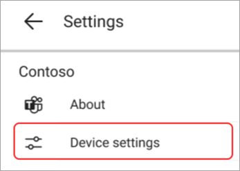 Screenshot of device settings UI highlighted in Teams panel