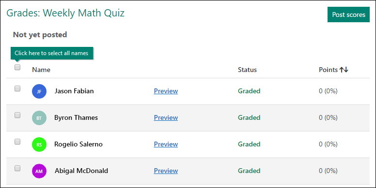 Review, select, and post scores